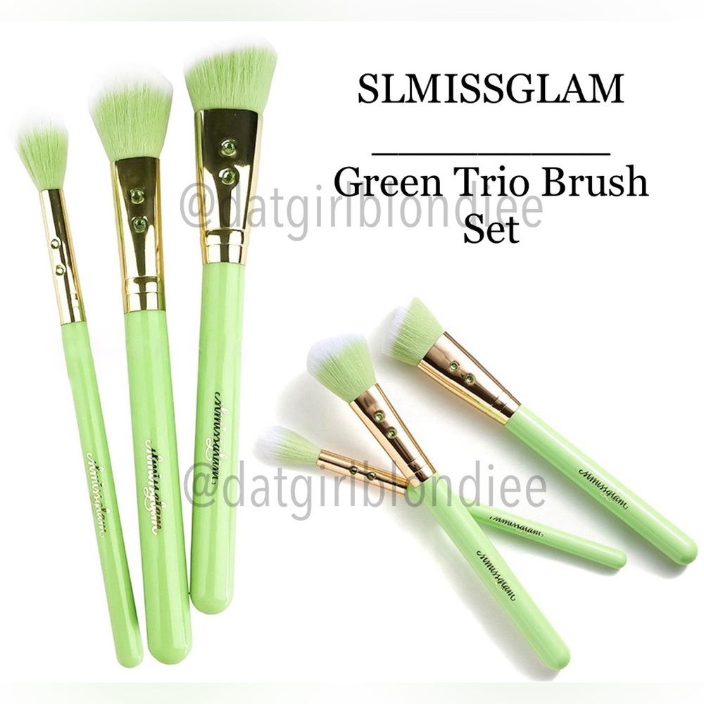 SLMISSGLAM: Green Trio Brush Set